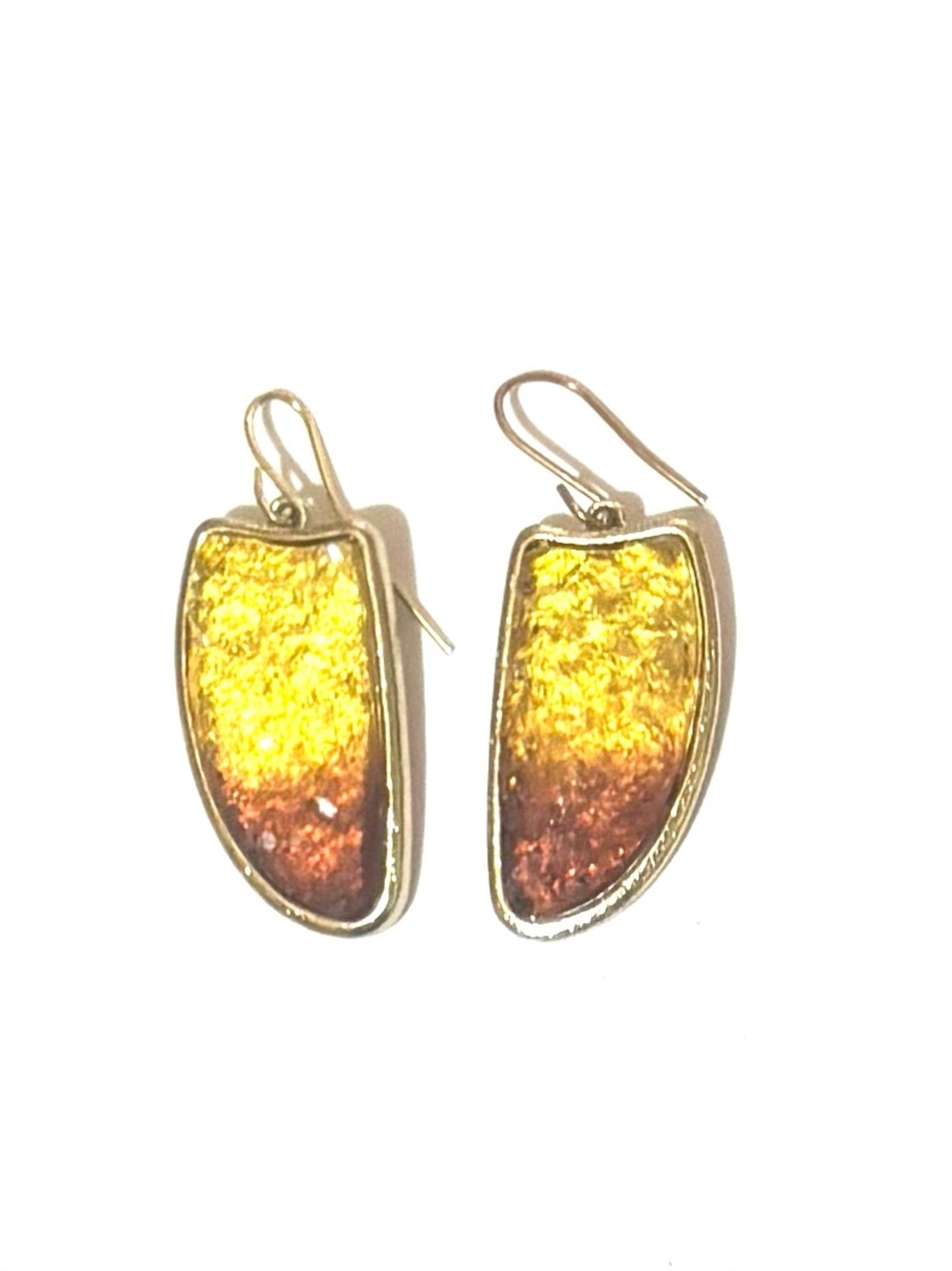Yellow to Amber Gradient Dangle Earrings in Gold-Tone Setting